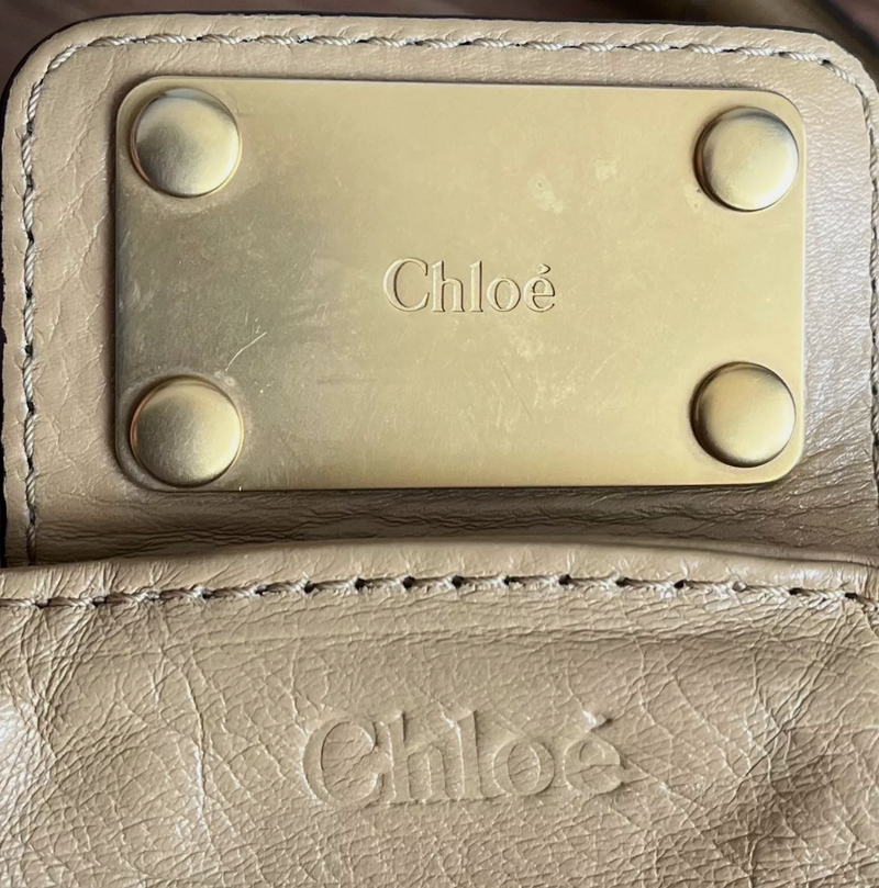 Chloe Vintage Paddington Leather Hand Bag Beige Padlock Key Medium