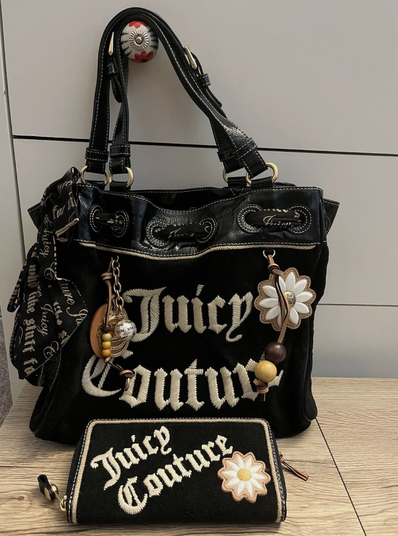 JUICY COUTURE Daisy Terry Cotton Tote Handbag & Wallet